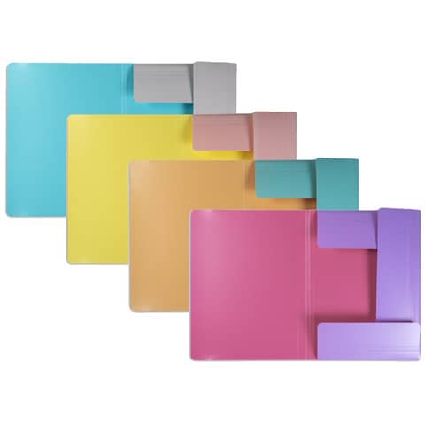 Cartelline a 3 lembi Leonardi ViceVersa A4 25,5 x 35,5 cm conf. da 4 colori assortiti - 100041254